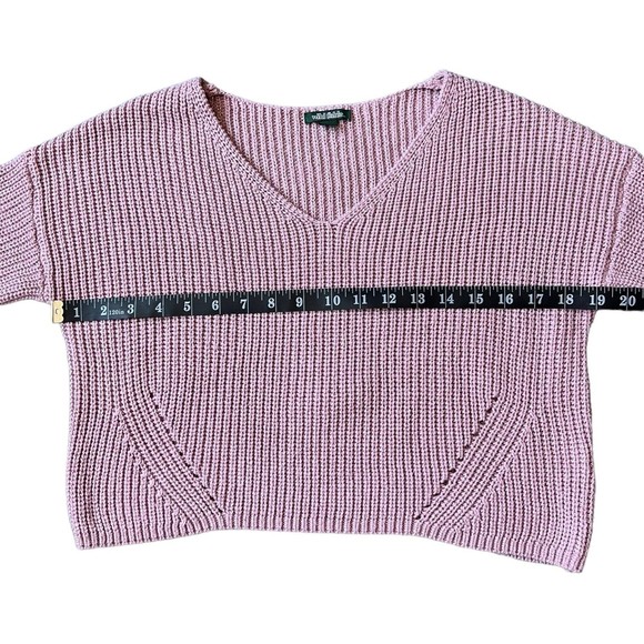 Wild Fable Cropped Sweater Purple Sparkly V-Neck Size Small S Long Sleeve Crop - Picture 7 of 10